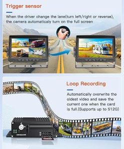 Dash Camera-VSSTECH-4 Channel 1080P H.265 Dual 512 GB Vehicle Car Mobile DVR System Video Recorder Loop Record with IR Night Vision Waterproof Front Side Backup Camera and 7 inch VGA Monitor for RV Truck Bus Camper Van 2