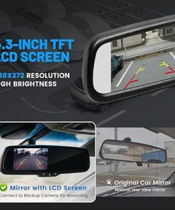 Dash Camera-EWAY-EWAY Car Auto Dimming Interior Rear View Mirror and 4.3″ LCD Screen Auto Adjusting Brightness Monitor Display|Universal Fit| Support Backup Camera Input for OEM Replacement 2
