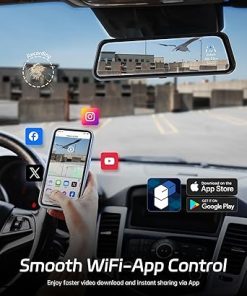 Dash Camera-pelsee-P10 Plus 4K WiFi Mirror Dash Cam- 10″ Rear View Mirror Camera with 64GB Card 2