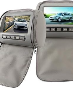 Dash Camera-Yctze-2pcs 7 inch HD Car Headrest LCD Video Player with Zipper Cover Remote Control Gray