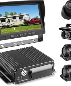 Dash Camera-VSSTECH-4 Channel 1080P H.265 Dual 512 GB Vehicle Car Mobile DVR System Video Recorder Loop Record with IR Night Vision Waterproof Front Side Backup Camera and 7 inch VGA Monitor for RV Truck Bus Camper Van