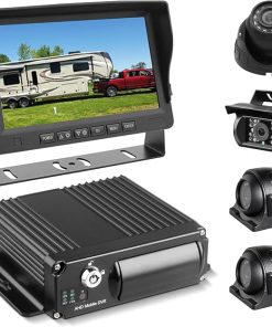 Dash Camera-VSSTECH-4 Channel 1080P H.265 Dual 512 GB Vehicle Car Mobile DVR System Video Recorder Loop Record with IR Night Vision Waterproof Front Side Backup Camera and 7 inch VGA Monitor for RV Truck Bus Camper Van