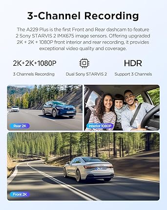 Dash Camera-VIOFO-VIOFO A229 Plus 3 Channel Dash Cam- Dual STARVIS 2 Sensors 2 Dash Camera-VIOFO-VIOFO A229 Plus 3 Channel Dash Cam- Dual STARVIS 2 Sensors - Image 2