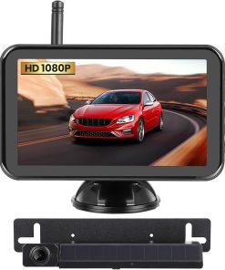 Dash Camera-FAHKNS-Wireless Backup Camera With 5″ Monitor- RV Solar Back Up Camera Systems HD 1080P Monitor With Video Recording