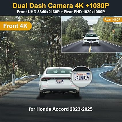 Dash Camera-FITCAMX-Fitcamx Front 2160P+Rear 1080P Dash Cam for Honda Accord 2023-2025 Hybrid EX LX Sport Touring EX-L (Gen11)- OEM Style 2 Dash Camera-FITCAMX-Fitcamx Front 2160P+Rear 1080P Dash Cam for Honda Accord 2023-2025 Hybrid EX LX Sport Touring EX-L (Gen11)- OEM Style - Image 2