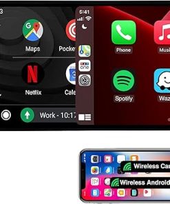 Dash Camera-SCUMAXCON-SCUMAXCON DZT4A10 10″ Android 13 8-Core 2K Touchscreen Wireless CarPlay Android Auto Car Radio Stereo Bluetooth WiFi USB GPS DSP Universal Multimedia Video Player GPS Navigation