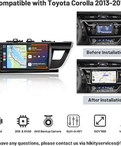 Dash Camera-Hikity-Android 13 Car Stereo for Toyota Corolla 2013 2014 2015 2016 Wireless Carplay Android Auto- 2+64GB 2