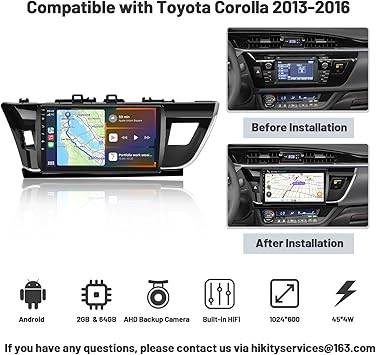 Dash Camera-Hikity-Android 13 Car Stereo for Toyota Corolla 2013 2014 2015 2016 Wireless Carplay Android Auto- 2+64GB 2 Dash Camera-Hikity-Android 13 Car Stereo for Toyota Corolla 2013 2014 2015 2016 Wireless Carplay Android Auto- 2+64GB - Image 2