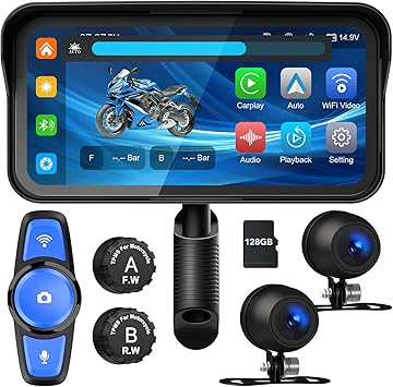 Dash Camera-WEUASTE-6.25″ Portable Motorcycle DVR with Dual 1080P HD Dash Cameras- Motorcycle TPMS Dash Camera-WEUASTE-6.25" Portable Motorcycle DVR with Dual 1080P HD Dash Cameras- Motorcycle TPMS