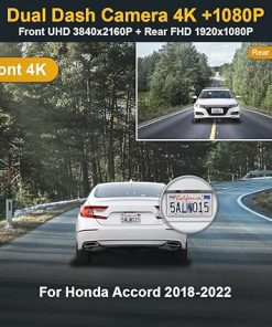 Dash Camera-FITCAMX-Fitcamx Front 4K+Rear 1080P Dash Cam Adapts for Honda Accord LX Sport Hybrid EX Touring EX-L 2018 2019 2020 2021 2022 (Model A)- OEM Look 2