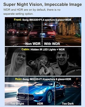 Dash Camera-Lehwey-Dash Cam Camera For Cars Dashcam – Lehwey 3 Channel 4k 2160P+1440P+1080P Dash Cam Front and Rear Inside- Built in WiFi GPS 3 Dash Camera-Lehwey-Dash Cam Camera For Cars Dashcam - Lehwey 3 Channel 4k 2160P+1440P+1080P Dash Cam Front and Rear Inside- Built in WiFi GPS - Image 3