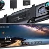 Dash Camera-pelsee-P10 2.5K Rear View Mirror Camera- 10” Mirror Dash Cam Smart Driving Assistant with ADAS & BSD