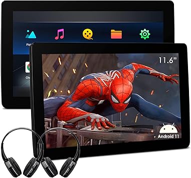 Dash Camera-XTRONS-XTRONS Dual Android 11 Car TV Headrest Monitor Tablet for Back Seat with 2 Bluetooth Headphones- 11.6 Inch Touch Screen Portable Video Player Support Mirror Link Dash Camera-XTRONS-XTRONS Dual Android 11 Car TV Headrest Monitor Tablet for Back Seat with 2 Bluetooth Headphones- 11.6 Inch Touch Screen Portable Video Player Support Mirror Link