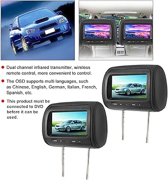 Dash Camera-Akozon-car tv for Back seat- 2pcs 7 in Control Headrest LCD Video Monitor MP5 Display Black DVD Player for Car 2 Dash Camera-Akozon-car tv for Back seat- 2pcs 7 in Control Headrest LCD Video Monitor MP5 Display Black DVD Player for Car - Image 2