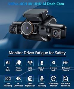Dash Camera-HUPEJOS-AI Dash Cam Front Rear Inside with Driver Monitor System- 360° Car Camera 4K 2