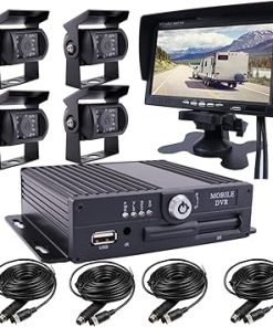 Dash Camera-JOINLGO-JOINLGO 4 Channel 256GB 1080P AHD HD Mobile Vehicle Car DVR Black Box Video Recorder Kit with 4pcs Waterproof Side Rear View Backup Night Vision Metal IR 2.0MP Car Camera 7″ HD Car Monitor