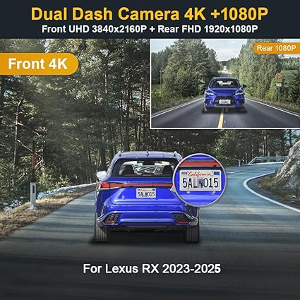 Dash Camera-FITCAMX-Fitcamx Front 4K+Rear 1080P Dash Cam for 2023 2024 2025 Lexus RX350 RX350h RX500h Premium Luxury F Sport (Gen5/AL30)- Integrated OEM Look 2 Dash Camera-FITCAMX-Fitcamx Front 4K+Rear 1080P Dash Cam for 2023 2024 2025 Lexus RX350 RX350h RX500h Premium Luxury F Sport (Gen5/AL30)- Integrated OEM Look - Image 2