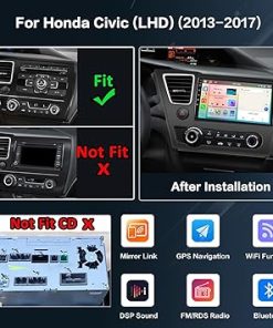 Dash Camera-Inefala-8-Core 4+64G Android 13 Car Stereo for Honda Civic 2013-2017 Upgrade Radio- 9” HD Touch Screen with Wireless CarPlay & Android Auto 2