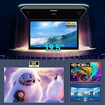 Dash Camera-XTRONS-XTRONS Android Car Overhead Player 19.5 Inch Wide IPS Screen 8K Video Car Roof Mount Monitor Built-in Stereo Speakers Flip Down Overhead Car Monitor Support HDMI- USB 3 Dash Camera-XTRONS-XTRONS Android Car Overhead Player 19.5 Inch Wide IPS Screen 8K Video Car Roof Mount Monitor Built-in Stereo Speakers Flip Down Overhead Car Monitor Support HDMI- USB - Image 3