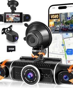 Dash Camera-podofo-WiFi 360° Dash Cam Front and Rear Inside-4 Channel 3″ IPS Touchscreen Dash Cam Front and Rear Inside Left Right