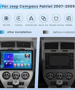 Dash Camera-Inefala-2+64G Android 13 CarPlay Car Stereo Radio for Jeep Compass Patriot 2007-2009- 10.1” HD Touch Screen Compatible with Android Auto 2