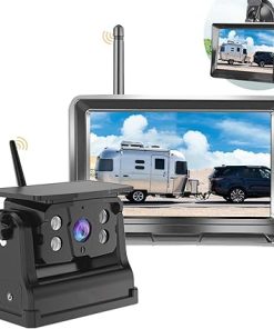 Dash Camera-LASTBUS-Magnetic Wireless Backup Camera + 5 Inch Monitor System- LASTBUS Solar 2 Split HD Display + Rechargeable Battery IP69 Waterproof Night Vision Rear View Camera for RV Car Trailer Truck Camper