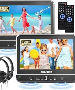 Dash Camera-Arafuna-10.5″ Dual Portable DVD Player with 1080P HDMI Input- Arafuna Car DVD Player Dual Screen Play A Same or Two Different Movies