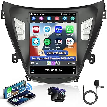 Dash Camera-Hikity-Car Stereo for Hyundai Elantra 2011 2012 2013 with Wireless Apple Carplay Android Auto- 2+64G Android 13 9.7 Inch Touch Screen Car Radio GPS WiFi HiFi BT FM RDS Radio SWC Mirror Link Backup Camera Dash Camera-Hikity-Car Stereo for Hyundai Elantra 2011 2012 2013 with Wireless Apple Carplay Android Auto- 2+64G Android 13 9.7 Inch Touch Screen Car Radio GPS WiFi HiFi BT FM RDS Radio SWC Mirror Link Backup Camera