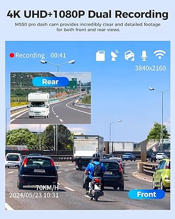 Dash Camera-AZDOME-AZDOME M550 Pro 4K Dash Cam Front and Rear- Free 64GB Card 2 Dash Camera-AZDOME-AZDOME M550 Pro 4K Dash Cam Front and Rear- Free 64GB Card - Image 2