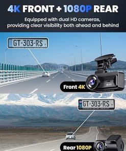 Dash Camera-COOLCRAZY-Dash Cam Front and Rear Camera: Touch Screen 4k Car Camera with STARVIS Sensor 5G WiFi GPS Free 64GB Card – Night Vision Dashcam with G-Sensor Loop Recording App Control Parking Monitor- 2