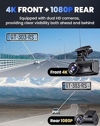 Dash Camera-COOLCRAZY-Dash Cam Front and Rear Camera: Touch Screen 4k Car Camera with STARVIS Sensor 5G WiFi GPS Free 64GB Card – Night Vision Dashcam with G-Sensor Loop Recording App Control Parking Monitor- 2 Dash Camera-COOLCRAZY-Dash Cam Front and Rear Camera: Touch Screen 4k Car Camera with STARVIS Sensor 5G WiFi GPS Free 64GB Card - Night Vision Dashcam with G-Sensor Loop Recording App Control Parking Monitor- - Image 2