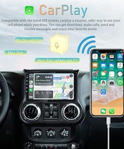 Dash Camera-EKAT-Android 13 Car Radio for Jeep Wrangler 2015 2016 2017 with Carplay and Android Auto 10.1 inch Touch Screen Car Stereo with AHD Backup Camera/Mic/HiFi (2+64G) 2