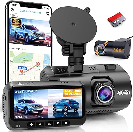 Dash Camera-DoHonest-Smart Dash Cam GPS APP: 4K 2160P USB Easy Install 5G WiFi Front Rear Car Camera Night Vision Loop Recording 3.16’’ Screen Mini Dashcams 64GB Card 24H Parking Monitor 170°Wide View DoHonest ZD72 3 Dash Camera-DoHonest-Smart Dash Cam GPS APP: 4K 2160P USB Easy Install 5G WiFi Front Rear Car Camera Night Vision Loop Recording 3.16’’ Screen Mini Dashcams 64GB Card 24H Parking Monitor 170°Wide View DoHonest ZD72 - Image 3
