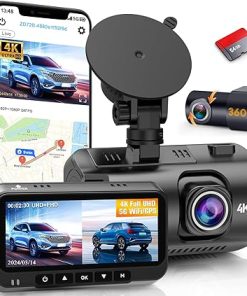 Dash Camera-DoHonest-Smart Dash Cam GPS APP: 4K 2160P USB Easy Install 5G WiFi Front Rear Car Camera Night Vision Loop Recording 3.16’’ Screen Mini Dashcams 64GB Card 24H Parking Monitor 170°Wide View DoHonest ZD72