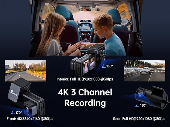 Dash Camera-pelsee-P2 Trio 4K Dash Cam Front and Rear Inside WiFi- 64GB Card 2 Dash Camera-pelsee-P2 Trio 4K Dash Cam Front and Rear Inside WiFi- 64GB Card - Image 2