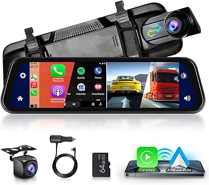Dash Camera-Hodozzy-Mirror Dash Cam with 9.66 Inch Touchscreen- 2.5K Rear View Mirror Camera for Cars with Carplay Android auto Dash Camera-Hodozzy-Mirror Dash Cam with 9.66 Inch Touchscreen- 2.5K Rear View Mirror Camera for Cars with Carplay Android auto