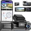 Dash Camera-AZDOME-AZDOME M550 Pro 5G WiFi 3 Channel Dash Cam Built-in GPS- 4K+1080P Dual Dash Camera for Cars with 64GB Card