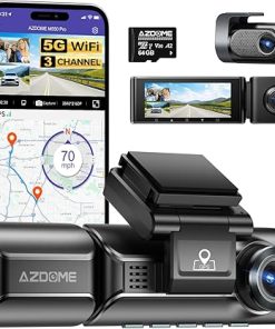 Dash Camera-AZDOME-AZDOME M550 Pro 5G WiFi 3 Channel Dash Cam Built-in GPS- 4K+1080P Dual Dash Camera for Cars with 64GB Card