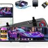 Dash Camera-YKT-YKT 4K Mirror Dash Cam- Rear View Mirror Camera for Car with 2K Camera and 64GB Card