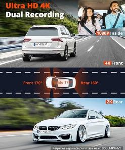 Dash Camera-Kingslim-D6 4K Dash Cam Front and Inside- New Version Cabin Dual Dash Uber Car Camera with WiFi & GPS 2