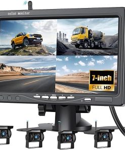Dash Camera-OiLiehu-1080P Wireless RV Backup Camera System-7 Inch Reverse Camera Monitor for 4 Channels with IP69 Waterproof Night Vision Backup Camera Front Rear View Camera for Truck/RV/Van/SUV/Pickup