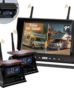 Dash Camera-HaoKeo-2 Magnetic Wireless Backup Camera Solar: 9 inch Recording Monitor- No Drilling