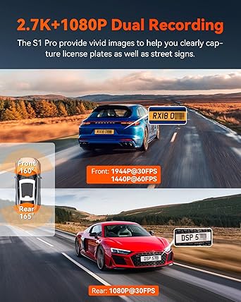 Dash Camera-VANTRUE-Vantrue S1 Pro 2.7K Dual Dash Cam Front and Rear- 5G WiFi 60FPS Hidden Dash Camera w/HDR Night Vision 2 Dash Camera-VANTRUE-Vantrue S1 Pro 2.7K Dual Dash Cam Front and Rear- 5G WiFi 60FPS Hidden Dash Camera w/HDR Night Vision - Image 2