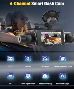 Dash Camera-AMprime-4 Channel Dash Cam Front and Rear Inside Left Right-3 Inch 1080P Dash Camera for Cars Car Camera with APP Control 2