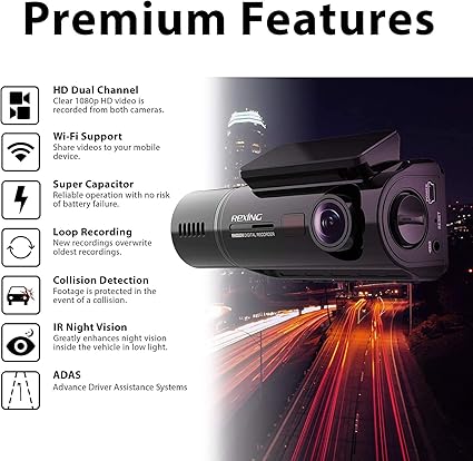 Dash Camera-REXING-REXING V3 Basic Dual Camera Front and Inside Cabin Infrared Night Vision Full HD 1080p WiFi Car Taxi Dash Cam with Supercapacitor- 2.7″ LCD Screen (V3 Basic – Without GPS) 2 Dash Camera-REXING-REXING V3 Basic Dual Camera Front and Inside Cabin Infrared Night Vision Full HD 1080p WiFi Car Taxi Dash Cam with Supercapacitor- 2.7" LCD Screen (V3 Basic - Without GPS) - Image 2