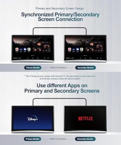 Dash Camera-Seventour-12.4 inch 4K Android 11 Portable Car TV Headrest Monitor Rear Entertainment System for Cars Back Seat- Dual Linked Touch Screen Support Phone Wireless mirroring 2