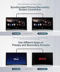 Dash Camera-Seventour-12.4 inch 4K Android 11 Portable Car TV Headrest Monitor Rear Entertainment System for Cars Back Seat- Dual Linked Touch Screen Support Phone Wireless mirroring 2