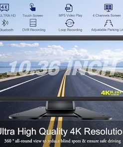 Dash Camera-VOONOA-4K RV Backup Camera System 10.36″ Quad Split Touch Screen Monitor with 4 1080P Rear Side View Camera- DVR Recording Bluetooth MP3 MP5 IP69 Waterproof Night Vision for RV Truck Trailer Tractor VN001B 2