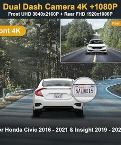 Dash Camera-FITCAMX-Fitcamx 4K Dual Dash Cam Adapts for Honda Civic 2016 2017 2018 2019 2020 2021 Sport LX EX Touring Si & Insight 2019-2022 (HD2-0211)- OEM Style 2