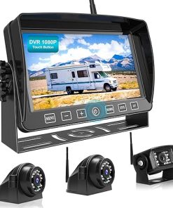 Dash Camera–Fookoo HD 1080P 7″ Wireless Backup Camera System- 7-inch Quad Split Screen Monitor